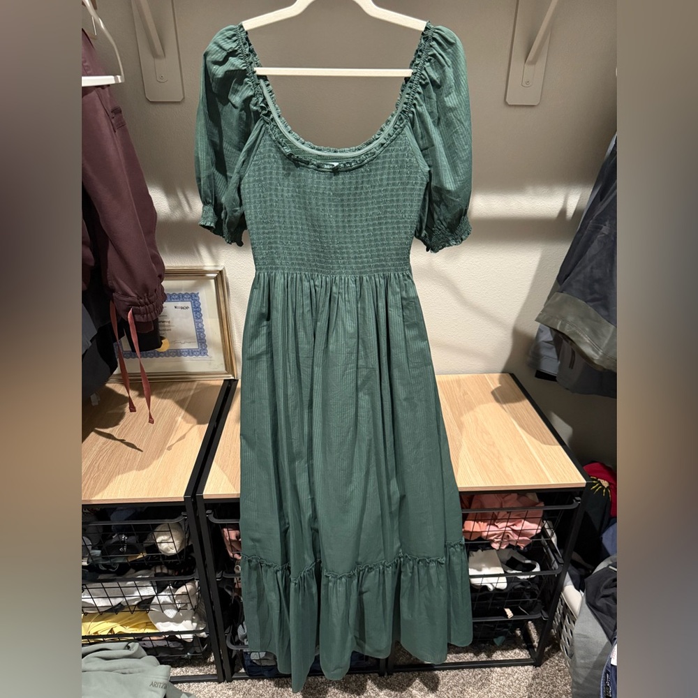 Hill House Louisa Nap Dress in Green Shadow Stripe